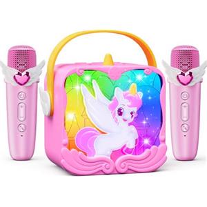 Kidluna Unicorno Karaoke per Bambini con Luce LED,Regalo Bambina 3 4 5 6-10 Anni Giochi 3-12 Anni Unicorno Bambina Regalo Canta tu Karaoke Microfono Bluetooth Regalo Bimba 3 4 5 Anni Microfono Wireless Natale