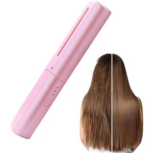 Generico Spazzola Lisciante Ceramica Elettrica Per Capelli, Piastra Per Capelli Wireless Portatile Senza Fili Mini Usb Da Viaggio, 3 Temperature 130°C-180°C, Guscio Antiscottatura,Regalo Viaggio Per Casa