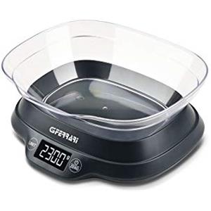 G3 Ferrari G20093 Bilancia da Cucina, 1 gr/5kg, Ciotola da 1,2L, Display Alta Luminosità, Sensore ad alta precisione, Salvaspazio, Plastica, Nero