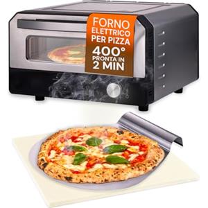 Avilia - Forno Pizza Elettrico 400°C con Display Digitale e 6 Programmi di Cottura, Include Pala per Pizza in Acciaio Inox, Facile da Usare con Controllo Preciso della Temperatura