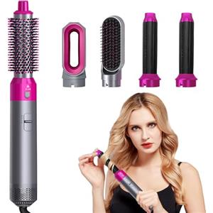 smallwell Spazzola Ad Aria Calda 5 in 1 - Spazzola Asciugacapelli 1000W Ferro Arricciacapelli Ioni Negativi con 3 Temperature, Air Styler per Asciugatura Raddrizzamento Stampaggio Volume
