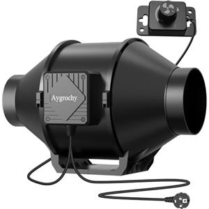 Aygrochy Ventilatore tubolare regolabile da 100 mm, motore EC trifase con regolatore di velocità per la ventilazione, adatto per tende di coltivazione, scatole di coltivazione, serre, idroponiche, ecc