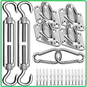 Morzejar Kit di Fissaggio M6 per Tenda Parasole a Vela, Kit di Accessori Hardware in Acciaio Inox 304 per Tenda da Giardino Triangolare e Quadrata