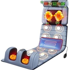 Generico Tappetino da massaggio riscaldato per tutto il corpo con 20 teste di massaggio Shiatsu per il collo,Sedile Massaggiante per il rilassamento dei muscoli del collo e della schiena(Color:grigio)