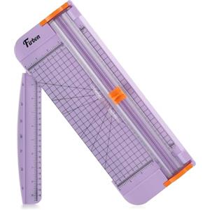 Firbon Taglia Carte per Ufficio Professionale, Plastificatrice Taglierina, Taglierina Titanio Scrapbooking con Sicura Automatica(Viola)