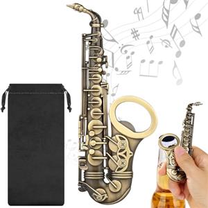 LKKCHER DESIGN Apribottiglie a forma di sassofono con borsa, decorazione per la casa per donne e uomini, sassofono steampunk, regalo per sassofonista, apribottiglie per casa, bar, carrello, portabottiglie per vino