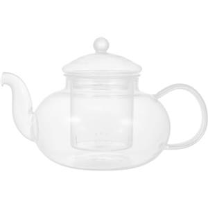 Healvian Teiera in vetro con filtro da 400 ml, resistente al calore, piccola teiera in vetro borosilicato per tè a foglia sciolto e tè in fiore a casa e in ufficio