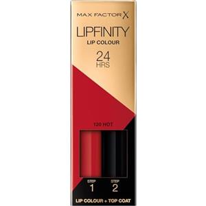 Max Factor - Lipfinity Lip Colour - Rossetto Lunga Durata e Gloss Idratante con Applicazione Bifase - Nuance 120 Hot - 2.3 ml e 1.9 g