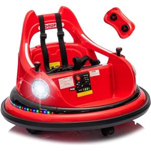 Mondial Toys Autoscontro Elettrico 12V per Bambini Mondial Toys - Macchina Girevole 360° con Telecomando, Joystick, Cintura 5 Punti, Bluetooth, Luci LED, Musica, Paraurti, Giostrina da Casa (Rosso)