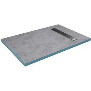 MARWELL Elemento doccia 80 x 120 x 4 cm, piastrellabile direttamente con canalina di scarico integrata e scarico orizzontale, montaggio a pavimento e senza barriere, pendenza integrata, argento
