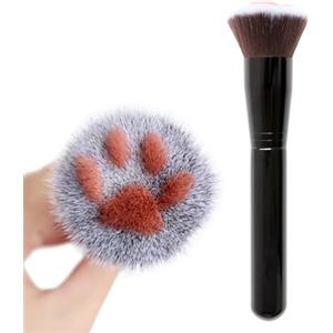 Jinyilwn Pennello per trucco a forma di zampa di gatto, pennello in morbida fibra, carino per ragazze, cipria, viso rosso, illuminante, fondotinta, trucco a forma di artiglio di gatto, per uso quotidiano da