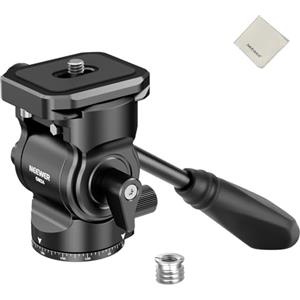 NEEWER Testa Fluida per Treppiede con Piastra Sgancio Rapido e Maniglia, Adattatore Treppiede Fotocamera Pan. Incli. Compatibile con Arca Swiss per Videocamere DSLR Compatte, Max 3kg, GM24 Tutto Nero