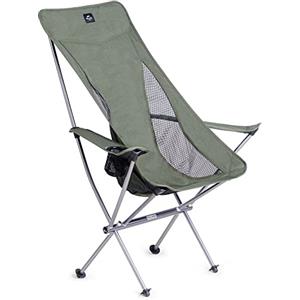 Naturehike Sedia Pieghevole da Esterno Portatile Ultraleggera per Campeggio, Pesca, Arrampicata, Giardino e Festa - Verde L con Portabicchieri