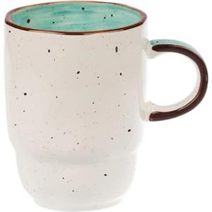 TREEWOO Tazza Da Caffè Rustica Fatta A Mano Design Smaltato Maculato 350ml Turbinii Verdi Dipinti A Mano Tazze In Ceramica Irregolari Per Tè Cappuccino Latte Porcellana Color Vintage
