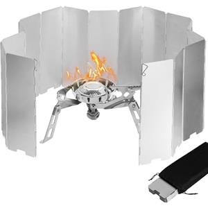 ADIWO 16 Pezzi Paravento per Fornello a Gas, Paravento Fornello Campeggio, Vento Scudo, per Fornello a Gas per I Fornelli All'aperto Picnic Griglia Outdoor Campeggio, Risparmio Energetico