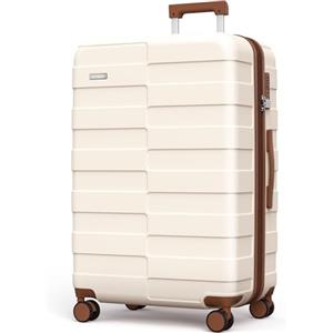 Vipbox Valigie Rigide Grande 75cm (3 ANNI DI SERVIZIO VIP) Espandibile 100% Policarbonato Ultra Leggera Trolley da Viaggio Durevole Valigia con Chiusura TSA e 4 Ruote, Bianco Elegante