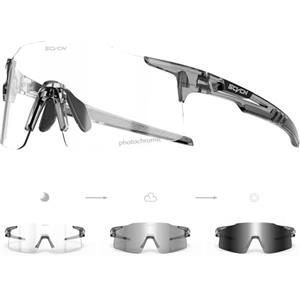 SCVCN Fotocromatici Occhiali Da Ciclismo Sportivi Donne Uomini Protezione UV400 Telaio TR90 MTB Trasparenti Bicicletta Corsa Bici Pallavolo Guida Pesca Softball Alpinismo Golf Escursionismo 19 Grigio