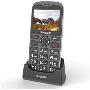 ISHEEP Telefono cellulare quad-band, gsm, tasti grandi per anziani, sbloccato, senza sim inclusa,D210 nero