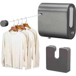 mumisuto Stendibiancheria Retrattile, 4,2m Acciaio Inossidabile Corda Da Bucato Riavvolgibile, Estensibile Per Interni Ed Esterni, Corda Per Biancheria Retrattile, Per Asciugare I Vestiti (Grigio)