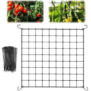 JRSHIRLEYLTD 80 x 80 cm Rete piante in nylon idroponico, Tenda supporto pianta rete, Rete di protezione verdure, con 4 ganci, in rete elastica, adatta giardino, cortile, giardinaggio, con 100 fascette in nylon