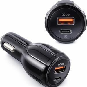 Generico Caricatore Auto USB-C + QC 3.0 con Ricarica Rapida, Accendisigari 2 Porte per Smartphone, Tablet e Dispositivi USB, Compatto, Sicuro e Potente