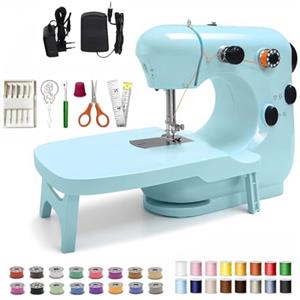 mowlie Macchina da cucire, mini macchine da cucire per principianti con materiale ecologico, macchine da cucire portatili a doppia velocità con tavolo allungabile, leggero - facile da usare, miglior regalo
