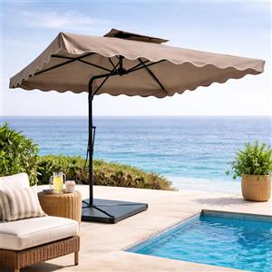 BAKAJI Ombrellone Giardino Decentrato 2,5 mt Tortora con pendente Palo Metallo Gazebo