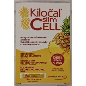 Pool Pharma Kilocal Slim Cell - Integratore Anticellulite in Stick Pack Gusto Ananas - 10 Stick
