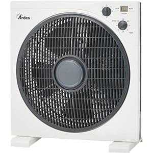 Ardes AR5B29 Ventilatore Portatile Quadrato Rinfrescante da Pavimento o Tavolo con 5 Pale e 3 Livelli di Intensità Rotazione 360 Gradi e Timer Ventilatore da Terra Bianco Box Floor