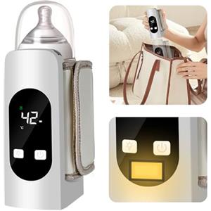 Smartia - Scaldabiberon portatile universale, batteria da 9.000 mAh e resistente ai liquidi, scaldabiberon con display LED e luce notturna per il tuo bambino, 6 livelli di temperatura, Cert. CE e RoHS
