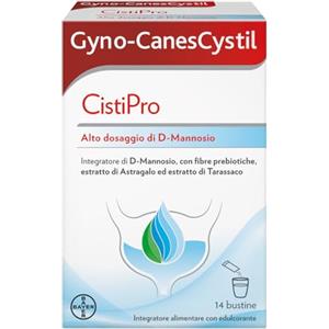 Gyno-Canesten Gyno-CanesCystil CistiPro, Integratore a base di D-Mannosio per il Benessere delle Vie Urinarie,14 Bustine al Gusto Te Verde Gelsomino e Agrumi