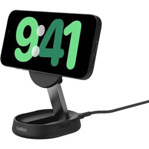 Belkin BoostCharge Pro Supporto di Ricarica Magnetica convertibile 15W, Caricatore Wireless Qi2, Caricabatteria rapido Qi2 Compatibile con MagSafe per iPhone 17, Air, Pixelsnap, AirPods Pro - Nero