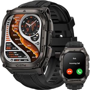 KOSPET Tank M4 Smartwatch Uomo, Acciaio Inox Completo,GPS a 6 Satelliti & Mappe Offline,10ATM Subacqueo 45m,Batteria 50 Giorni,Chiamate Bluetooth, Monitor Salute 24/7,1.96" AMOLED,Android & iOS(Nero)