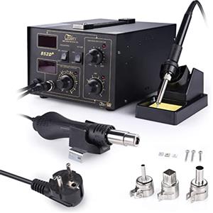 Uten Stazione di Saldatura 2 in 1, Stazione Saldante Elettronica Display LED, Regolazione di Temperatura, Per la Riparazione di Telefono Cellulare, Linee di Produzione