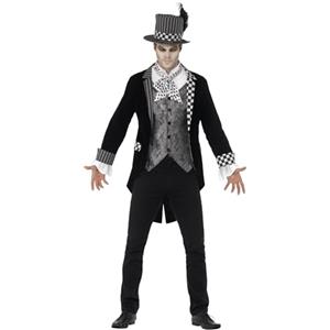 SMIFFYS Costume deluxe Cappellaio matto, Nero, con giacca, camicia finta e cilindro Halloween, Carnevale