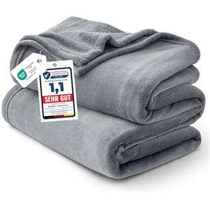 Bedsure Coperta in Pile Morbida - Plaid Divano Premium Caldo e Soffice, Coperta da Divano e Letto, Plaid Copridivano e Coperte Pile Accogliente e Traspirante, XXL 220x240 cm, Grigio
