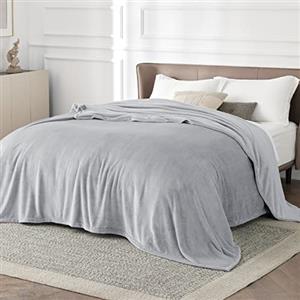 Bedsure Coperta in Pile Morbida - Plaid Divano Premium Caldo e Soffice, Coperta da Divano e Letto, Plaid Copridivano e Coperte Pile Accogliente e Traspirante, XXL 220x240 cm, Grigio Chiaro