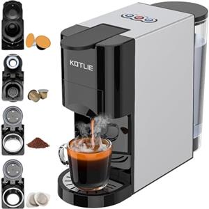 KOTLIE Macchina da caffè 4 in 1 per NES/DG/caffè macinato/ESE (44 mm), 19 bar, 1450 W, 800 ml (AC-513K) NERO