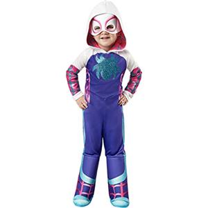 Rubie's Rubies Costume Ghost Spider per bambino e bambina, Tuta con cappuccio, copristivali e maschera, Licenza Ufficiale Marvel Spidey & Friends per Carnevale, Compleanno, Halloween, Natale