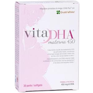 U.G.A. Nutraceuticals Vitadha Materna 450 - Integratore Alimentare con DHA e Quatrefolic, 30 Capsule Molli