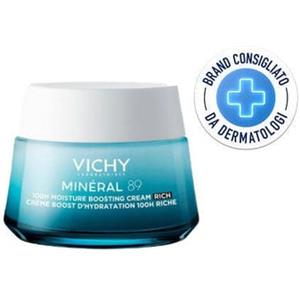 Vichy Mineral 89 Crema Ricca 50 ml - Crema Idratante 72H con Acido Ialuronico e Squalane per Pelli Secche