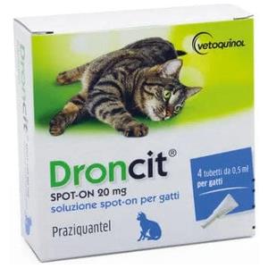 Droncit Spot On 20 Mg Soluzione Per Gatti 4 Tubetti Da 0,5 Ml