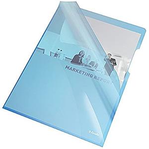 Esselte Cartelline a L in PVC Extralucido Blu Cristallo 21x29,7 cm - Confezione da 25 Pezzi