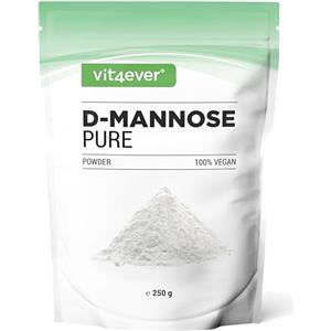 Vit4ever D-Mannosio in polvere - 250 g - (4,1 mesi di fornitura) - Da fermentazione vegetale - Puro e naturale - Senza additivi - Vegan