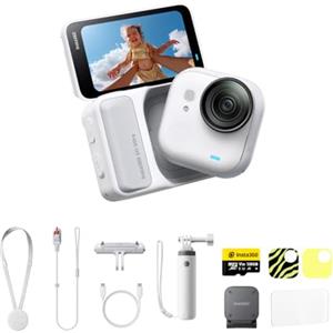 Insta360 GO Ultra Pack lifestyle Bianco - action cam mini 4K a mani libere, indossabile, superba in bassa luce,montala ovunque, stabilizzazione FlowState,200 min di carica, impermeabile 10m