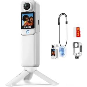 SJCAM C300 vlogging camera,Action Cam 4K con Stabilizzazione 6-Assi,7Ore di Autonomia,Doppio Schermo Touch, Impermeabile 30M, Grandangolo 154° Microfono Integrato e Scheda 64GB Inclusa(Bianco)