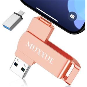 MUXXUE Chiavetta USB 128GB per iphone MUXXUE Memoria Esterna per iphone 1Pad Android PC con connettori iOS Type A USB-C e USB 3.0 Pen Drive senza APP, espansione per foto, documenti e video