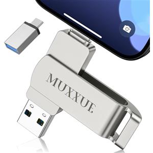 MUXXUE Chiavetta USB 256GB per iphone MFi Memoria Esterna per iphone 1Pad Android PC con connettori iOS Type A USB-C e USB 3.0 Pen Drive senza APP, espansione per foto, documenti e video