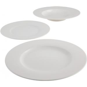Villeroy & Boch Basic White Set di Piatti 12pz in Porcellana Premium - 4 Piani, 4 Fondi, 4 Frutta, Lavabile in Lavastoviglie e Adatto al Microonde