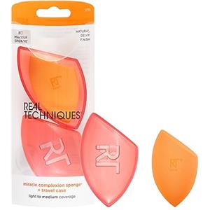 REAL TECHNIQUES Miracle Complexion Makeup Sponge per fondotinta a copertura totale con custodia da viaggio (confezione e colore possono variare)